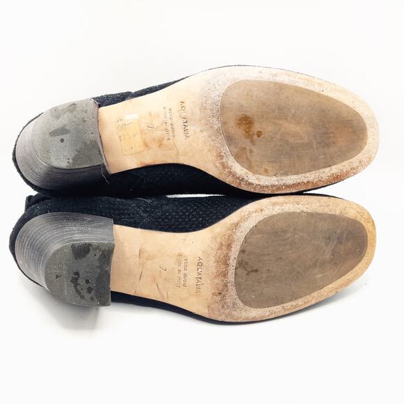 Aquatalia Women’s Ankle Boots Black Suede Size 7 Quiet Luxury Italian Minimalist - Picture 6 of 7